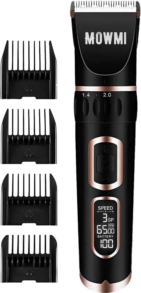 Bol.com MOWMI® Professionele Hondentondeuse Set met LCD scherm - Hondentrimmer - Draadloos - 4 Opzetkammen - Oplaadbaar aanbieding