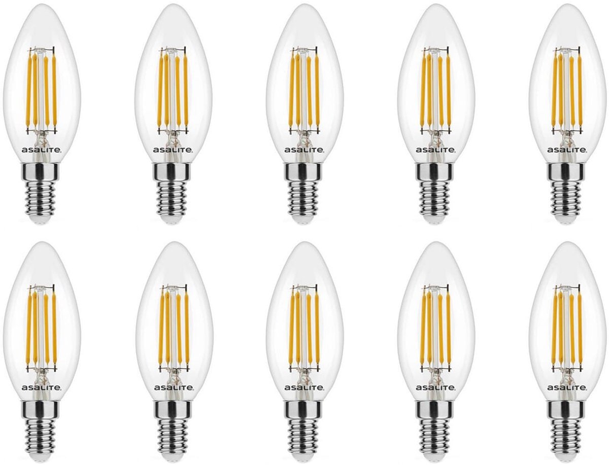 Asalite LED Lamp C35 E14 Fitting - 4W = 35W - 470 Lumen - 2700K Warm Wit Licht - Niet Dimbaar - 220-240V - Niet Dimbaar - 10 stuks