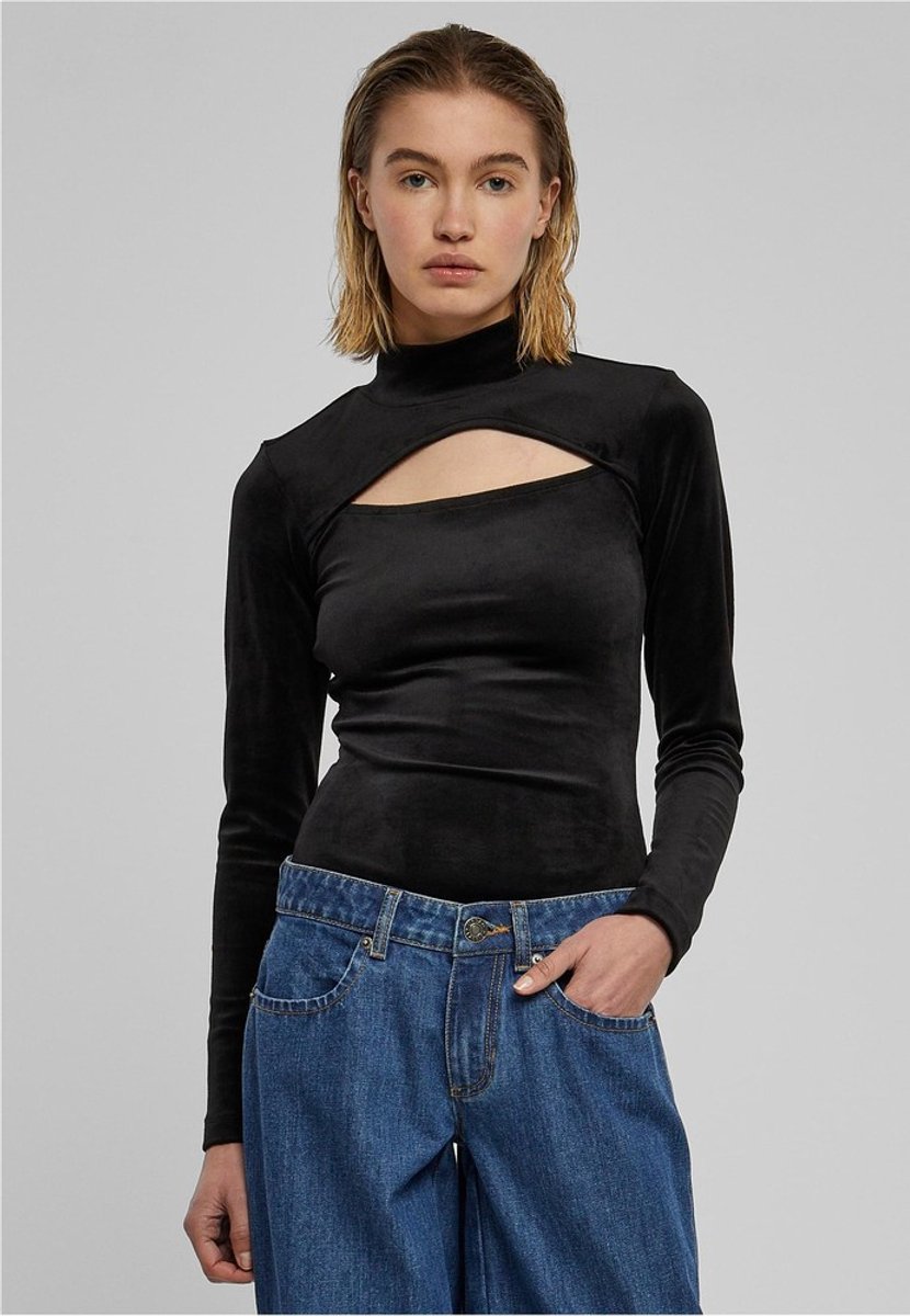 Urban Classics Velvet CutOut Turtleneck Bodysuit M Zwart