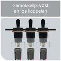 Trois interrupteurs à bascule noirs avec des connecteurs gris, illustrant une connexion facile.