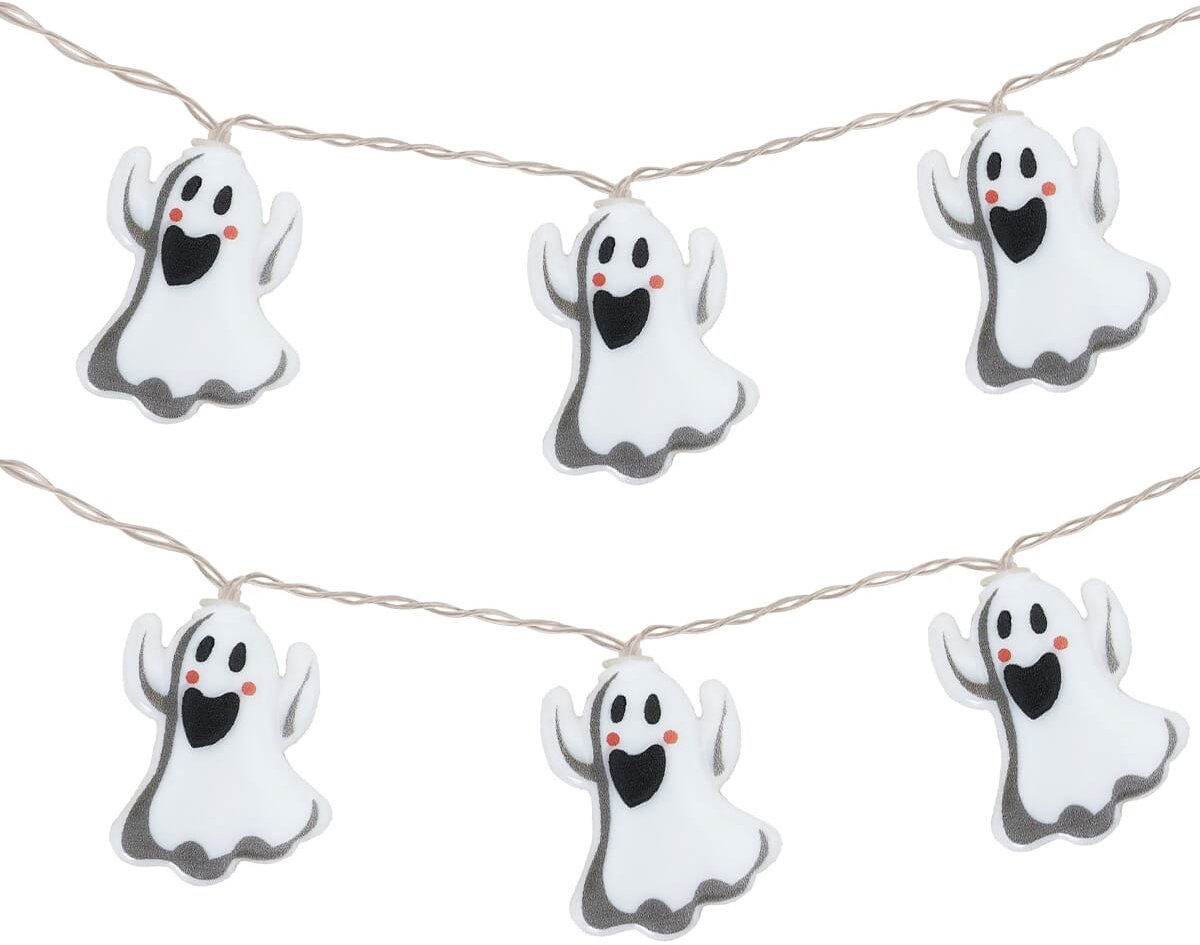 Halloween Lichtsnoer Spookjes - 1.5 Meter - 10 LED Lampjes - Inclusief Batterijen - Warm Wit Licht