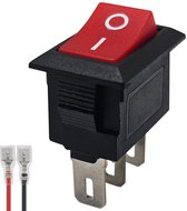 ProRide Mini Wipschakelaar ON/OFF KCD1-11 - met Aansluitkabel - 3-pins - 13x8mm - Rechthoek - 250V/3A - Rood