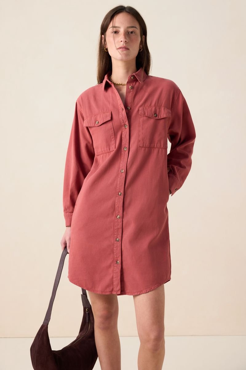 Sissy-Boy Donkerrode midi jurk met ceintuur d.rood