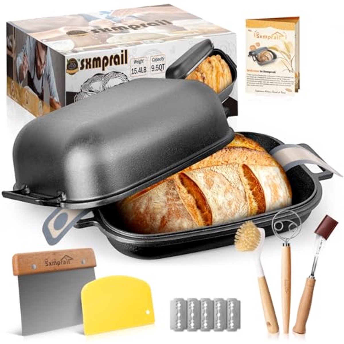 Grote Gietijzeren Broodpan Met Deksel - 9.5QT Voor Perfect Zuurdesembrood Bakken