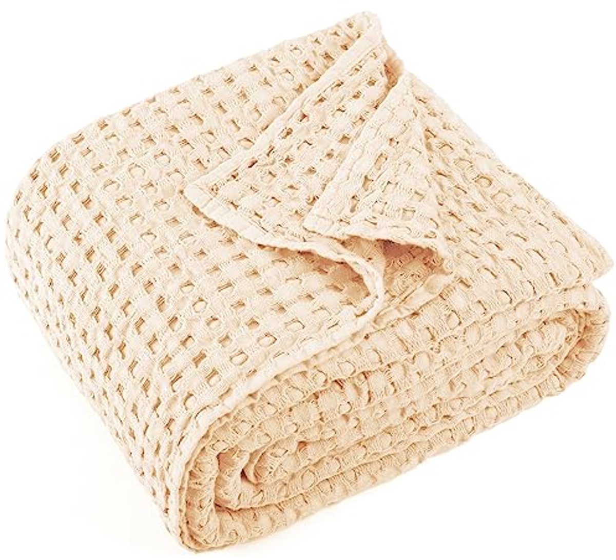 Image of 100% Katoen Wafel Weave Deken 400GSM - Ademende Thermische Plaids voor Bed, Bank en Sofa - Zachte en Gezellige Huishouddecoratie - 50"x60" Lichtgeel