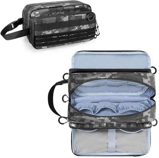 SMONT Tactische Toilettas voor Mannen, 9.5 Opknoping Dopp Kit Scheren Hygiëne Tas voor Reizen Badkamer, Bruin, Multifunctioneel