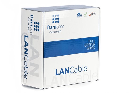 Câble DANICOM CAT6A U/UTP 100 mètres op rol , flexible - LSZH (Fca) - Boîtier extractible - Câble Internet - Câble réseau - Câble UTP
