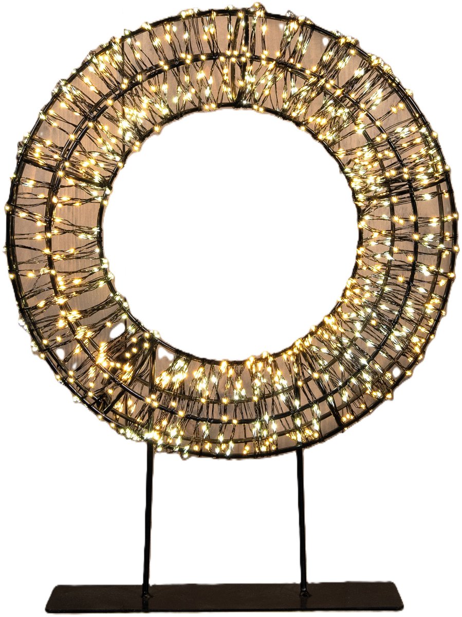 Anna's Collection Verlichte krans/decoratie ring - metaal - warm wit licht - D28 cm - 800 micro led lampjes - kerstverlichting kerstkrans – foto 2