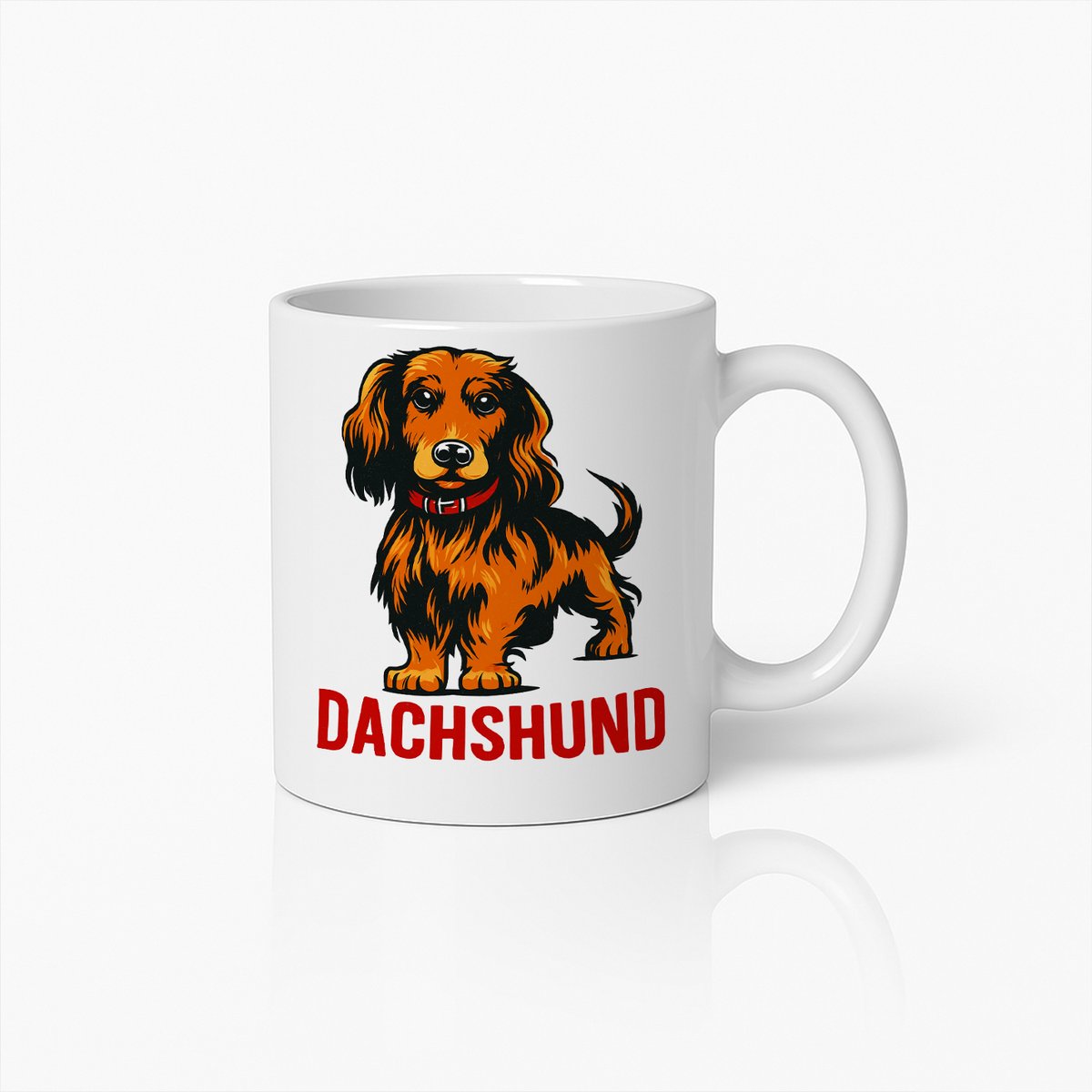 Dachshund Hond Cartoon Witte Mok – Schattige Teckel Liefhebber Koffiemok 330 ml