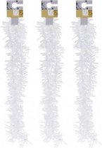 3x Witte kerstversiering folieslingers met sterretjes 180 cm