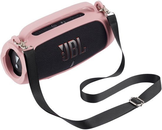 Beschermhoes geschikt voor JBL Charge 5 Bluetooth Speaker - Met Draaghendel, Draagriem en Karabijnhaak - Meerdere Kleuren - Roze - Schokbestendig - Krasbestendig - Siliconen - Hoesje - Case - Bescherming van Merkloos — afbeelding 2