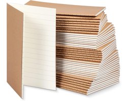 20 stuks pocketnotitieboekjes, bulk, 5,12'' x 3,54'', mini-reisdagboeken, kleine memoblaadjes van kraftpapier, voor studenten, schetsen in de klas (bruine kaft, horizontale lijn)