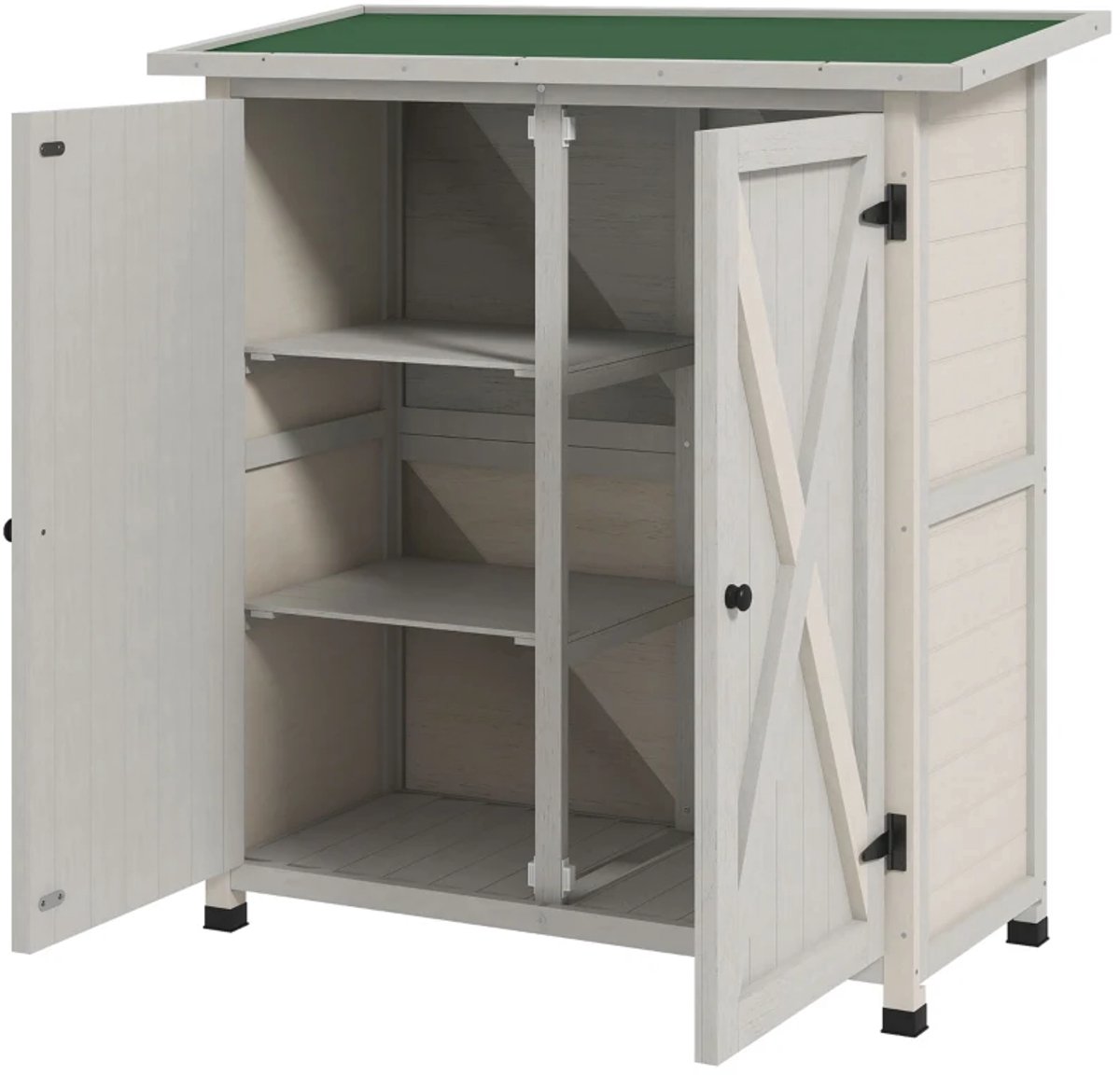 Tuinkast Hout - Buitenkast met Asfaltdak - Opbergkasten - Tuinhuis - Tuinschuur - Gereedschapskast - Tuinberging - Weerbestendig - voor Buiten, Tuin & Balkon - Lichtgrijs - 110x55x117 cm