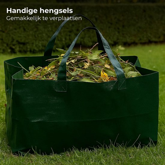 Lomera Tuinafvalzak Vierkant - Opvouwbare Tuinafvalzak - 150 Liter Inhoud - Vierkant Model - Tuinafval Opruimen - Groene Tuinafvalzak - Pp Materiaal - Met Hengsels - Bladeren Opruimen - Herbruikbare Tuinafvalzak van Merkloos	 — afbeelding 3