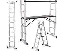 Kamersteiger Multifunctionele 2x6 - A-Ladder - Werkhoogte 1.1 meter zilver
