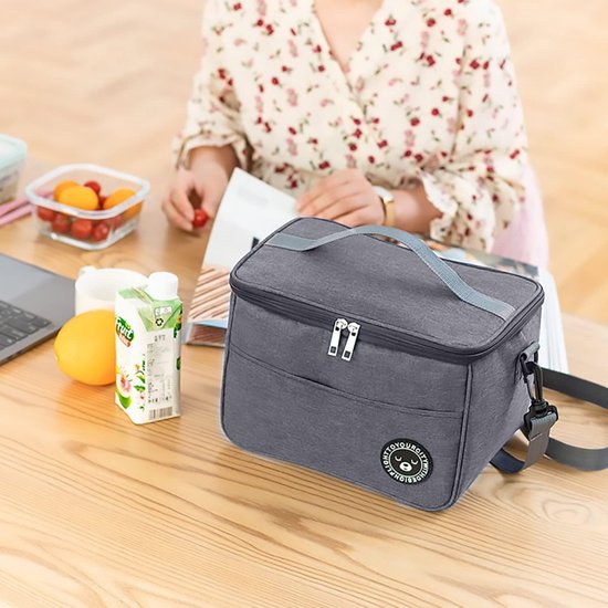 EXCITAT Kleine koeltas - Lunchboxtas - Geïsoleerde lunchtas - Opvouwbaar - Lunchtas - Draagbare lunchboxtas - voor werk, reizen, kantoor, picknick - Grijs van EXCITAT — afbeelding 3