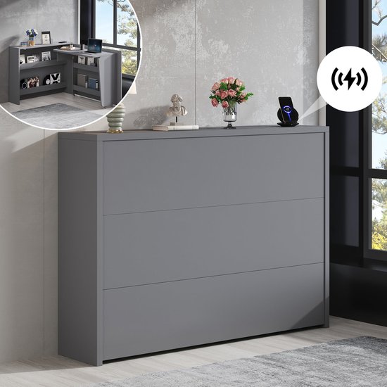 SUKY Inklapbaar bureau met planken, 2-in-1 boekenkast, inklapbaar, met