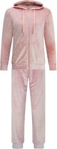 GAUBERT® Dames Velours Fluweel Huispak met Rits en Capuchon - Loungeset - Joggingpak - Trainingspak - Loungewear Dames - Dusty Roze - Maat L - 2601-Pink