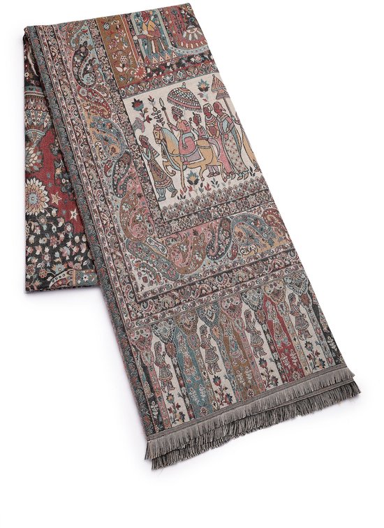 Écharpe Jamawar AVANT-GARDE PARIS - Multi 77x29,5 pouces - Polyester-Laine - Motif traditionnel du Cachemire