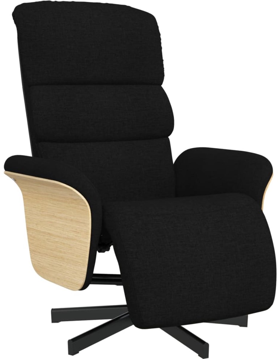 vidaXL Fauteuil - verstelbaar - met - voetensteun - stof - zwart
