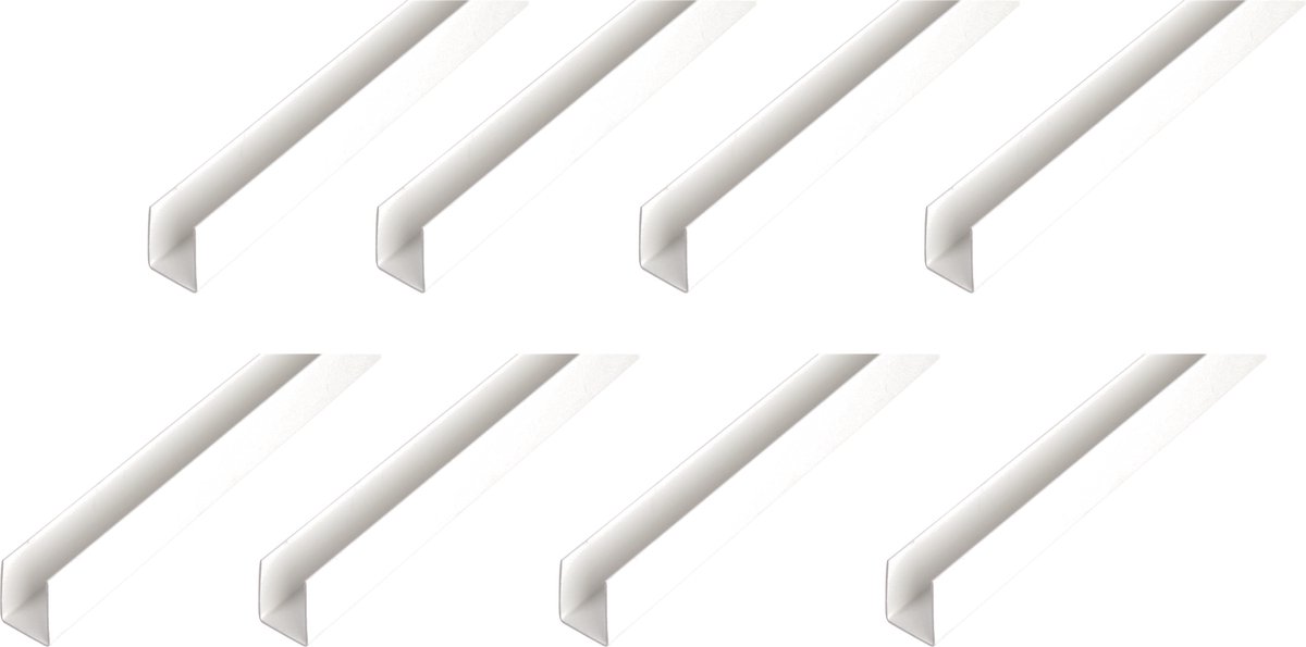 Alberts 8 x U-Profil, Aluminium, wit, 10 x 18 x 10 x 1 mm, lengte 1 m