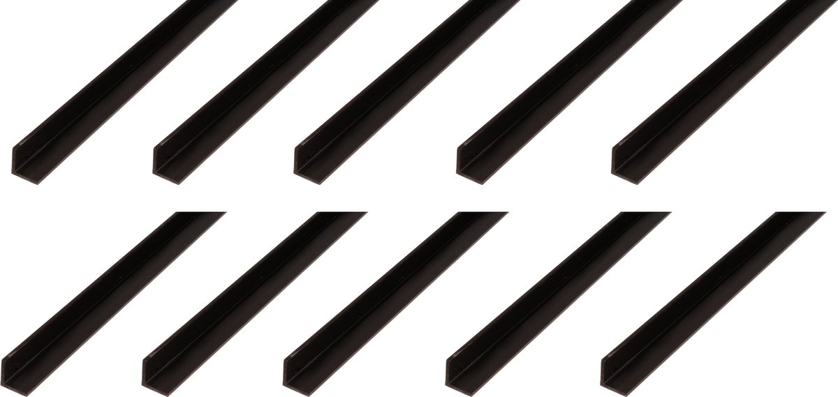 Alberts 10 x hoekprofiel, PVC, zwart, 25 x 25 x 1,8 mm, lengte 2 m