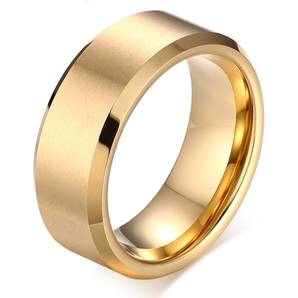 Wolfraam herenring 8mm Goudkleurig-21.5mm