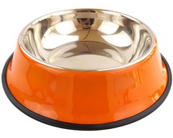 Hondenbak van roestvrij staal - Antislip en lekvrij ontwerp voor voer en water (oranje, 580 ml)