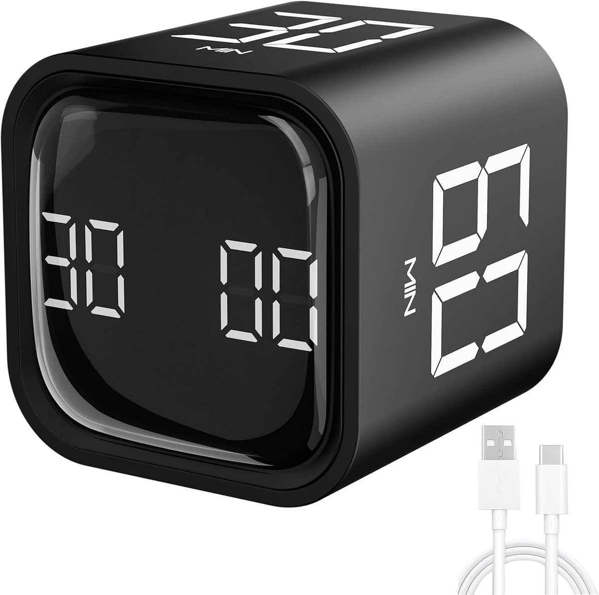 Ynkkvre - Gravitatie Sensor Timer met Pomodoro Technologie - Tijdbeheer Cube - Voor ADHD, Werk, Studie, Kinderen, Koken en Sport - Zwart