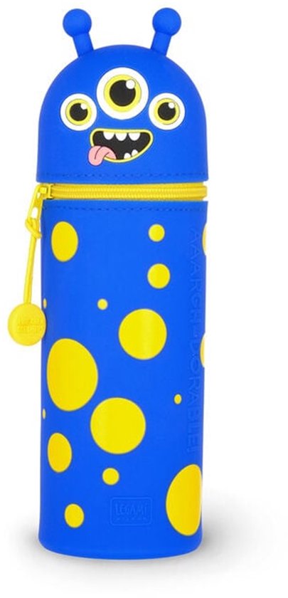 LEGAMI - 2-in-1 etui van zachte siliconen – Kawaii, penhouder, siliconen ritssluiting, pennenzak, potloden, markers, H 18,5 cm, MONSTER