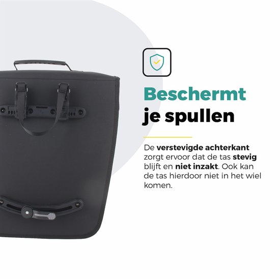 Voltano Enkele Fietstas 20L - Zwart - Afgeschuind - Waterdicht - Voorvak - Fietstas Elektrische Fiets van Voltano — afbeelding 3