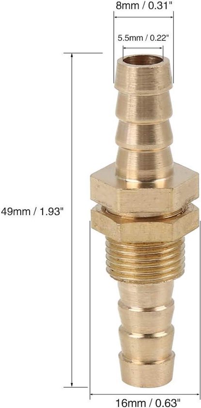 sourcing map 16mm Schlauchtülle 3 Wege T Anschluss Adapter für Kraftstoff Luft Wasser Gas Öl