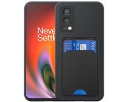 Geschikt voor OnePlus Nord 2 Telefoonhoesje met TPU Pasjeshouder - Flexible Back Cover Case Siliconen TPU with Cardslot - Zwart - Smartphonica geschikt voor OnePlus Nord 2;OnePlus Nord 2 5G