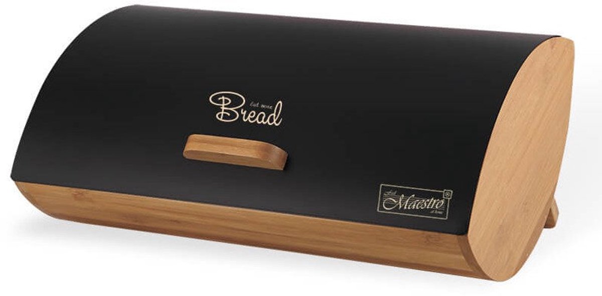 Maestro MR-1775-BLACK bread box Other Black Wood Bamboo Metal