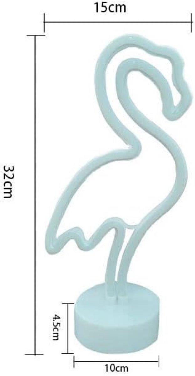 LED Neon Flamingo Tafellamp - Op Batterijen, Sfeerverlichting voor Slaapkamer van Merkloos — afbeelding 2