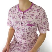 Tenderness Dames Nachthemd - Bloemenprint - Katoen - Roze - Maat XL