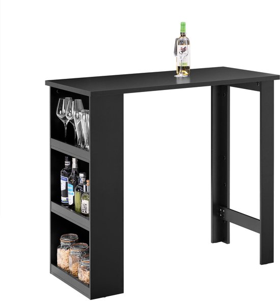 SoBuy Bartafel, Hoge Keukentafel, Statafel voor Kleine Ruimtes, Bar voor Keuken, Woonkamer, Kantoor of Koffiebar, Zwart, 112 x 57 x 106 cm FWT17-II-SCH