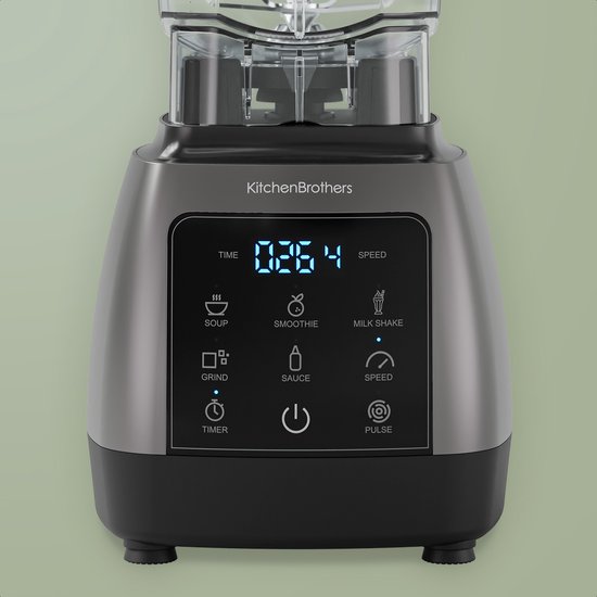 KitchenBrothers Power Blender Set - 1600W - 2L - Complete Set - To-go Beker - Smoothie Maker - Metallic Grijs van KitchenBrothers — afbeelding 4