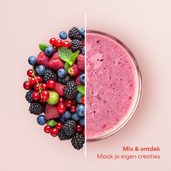 KitchenBrothers Smoothie Blender - 2-in-1 - Blender to Go - 4 Bekers - Smoothie Maker To Go - Mini Blender - Zilver