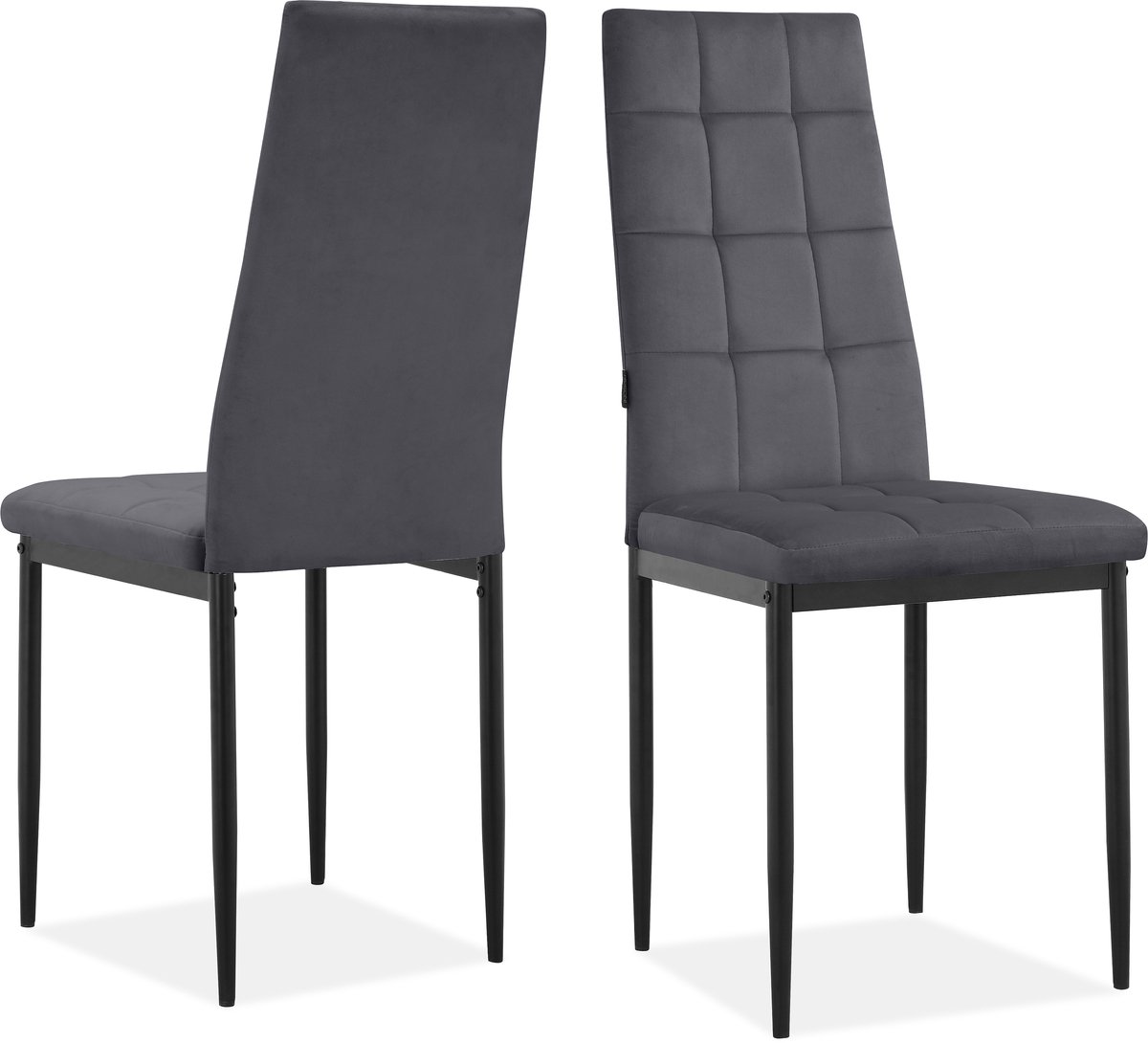 Notio Living Becca-Eetkamerstoel - Set van 2 - Antraciet Fluweel Grijs