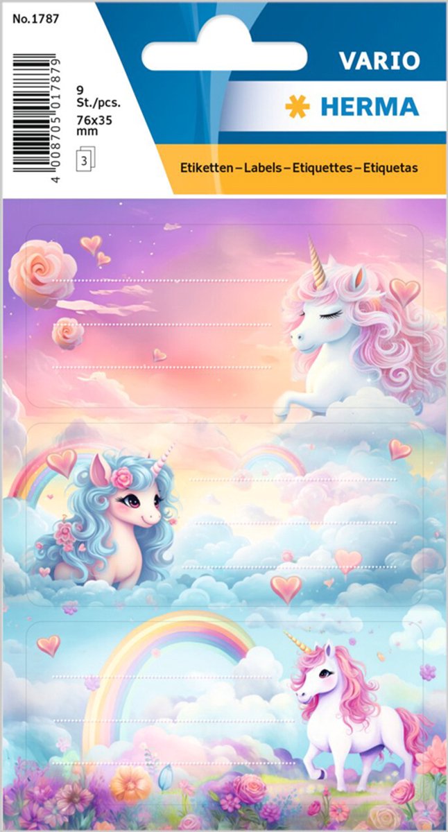 Schooletiketten Happy Unicorns