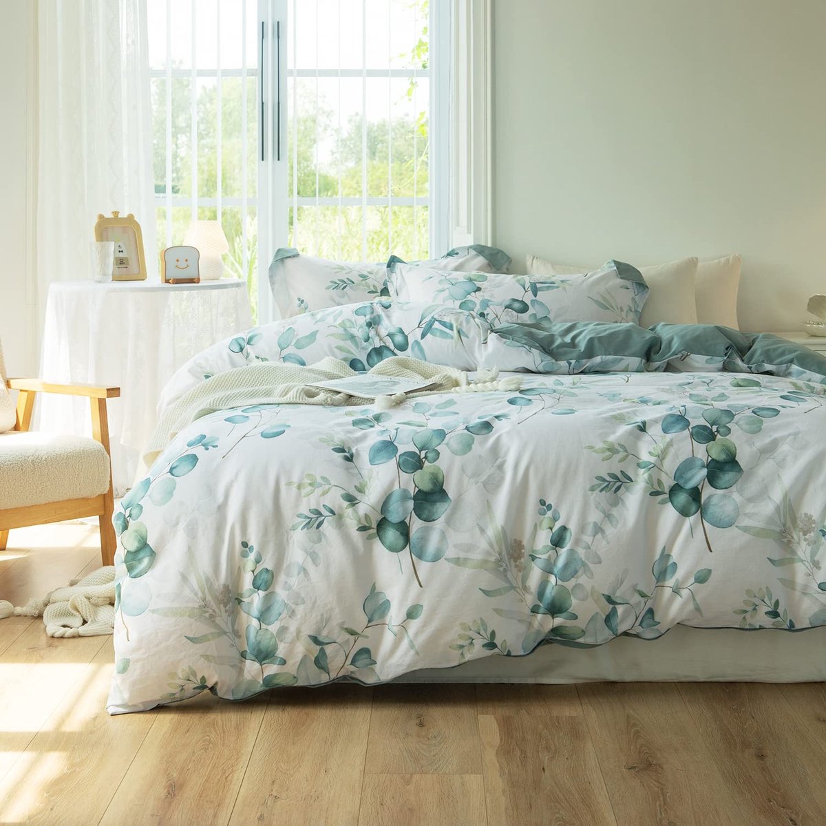 Azomor® Comfortabele katoenen beddengoedset met plantenpatroon en ritssluiting