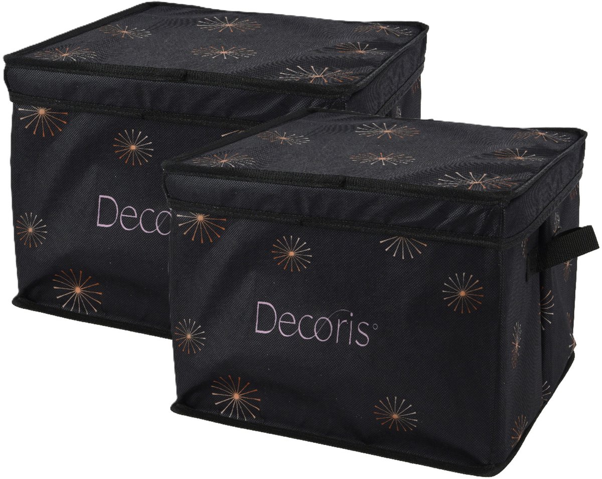 Decoris Kerstballen opbergbox - 2x - groen - 41 x 31 x 32 cm - opvouwbaar - polyester