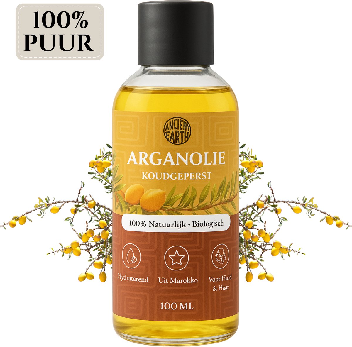 Arganolie 100% Puur voor het gezicht, huid en haar 100ml - Argan olie - Biologisch en Koudgeperst - Arganolie uit Marokko - Haarolie - Huidolie