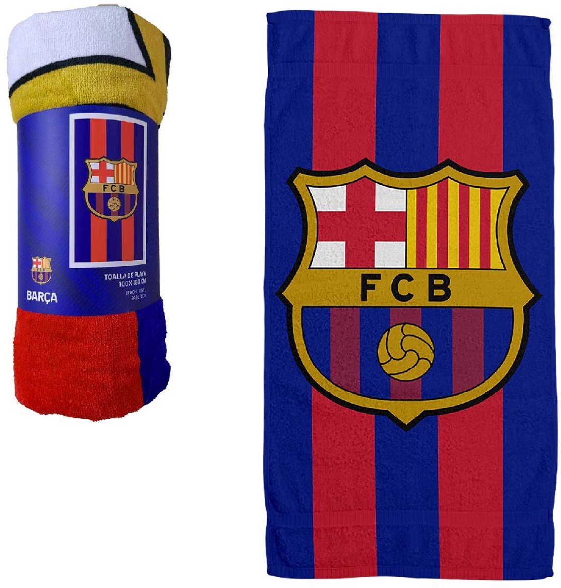 Bol.com FC Barcelona Badlaken 100x180 cm Blauw/Rood aanbieding