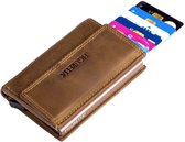 Figuretta Heren Creditcardhouder van Echt Leer – RFID Portemonnee met Ruimte voor Pasjes, Contant Geld en Munten – Hunter Bruin