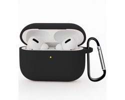Hoesje - Geschikt voor Apple Airpods Pro 3 - Siliconen Hoes met Clip - Silicone Case Cover - Zwart