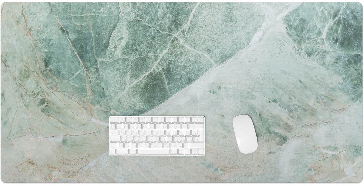 Wallfluent - Marmerpatroon Van De Natuur Bureau Onderlegger - 120x60 cm - Groente Bureau Onderlegger Groot - Organisch marmerpatroon Onderlegger Bureau - Computer Mat - Muis- en toetsenbord mat - Bureauonderlegger