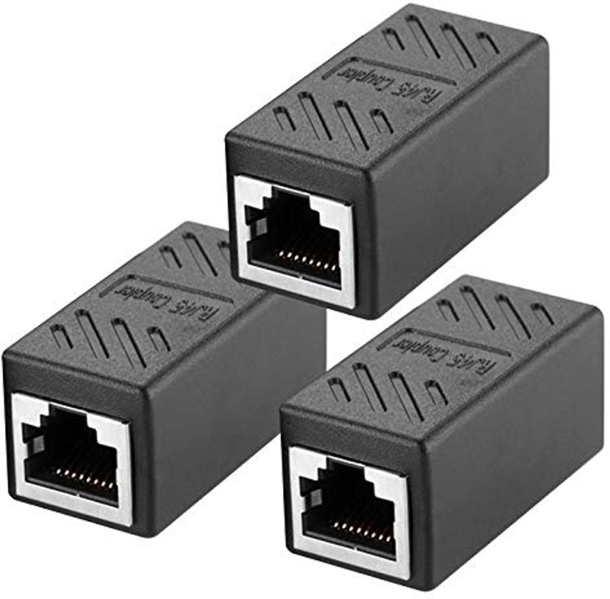 Ethernet RJ45 Verlengkoppeling - Cat7, Cat6, Cat5e - Vrouwelijk naar Vrouwelijk - 3-Pack Zwart