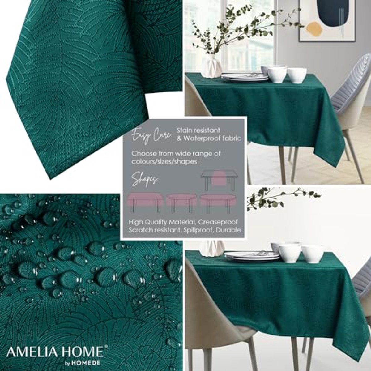 Effen waterdichte tafelkleed met lotus effect - Agate Groen - 40x40 cm